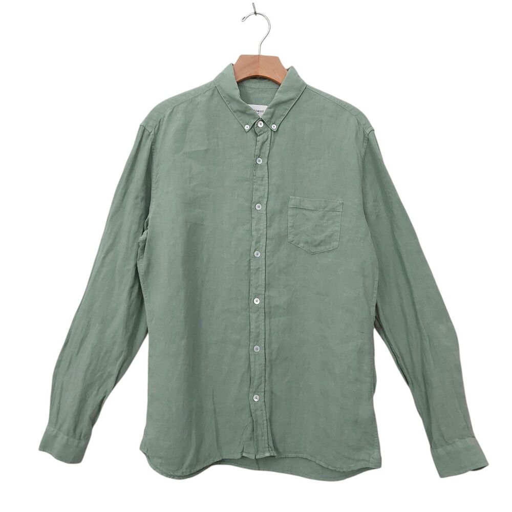 Octobre 100% Linen Green Button Down Shirt